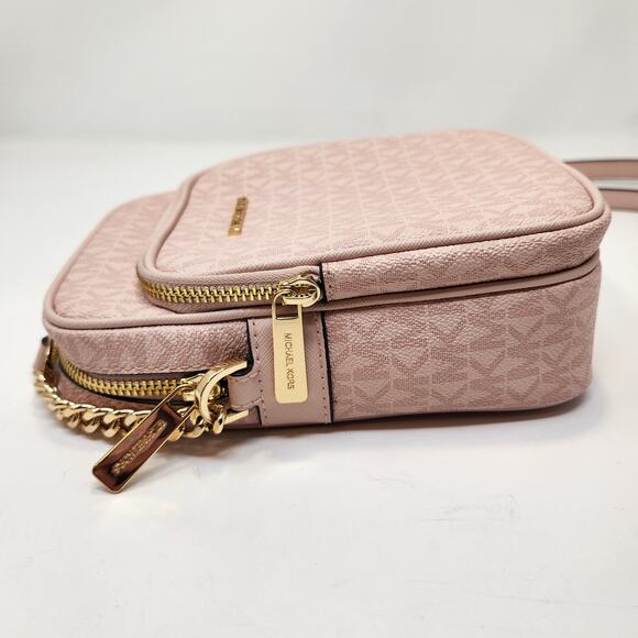 Michael Kors Jet Set Travel North South Chain Crossbody Bag Powder Blush Logo - Picture 5 of 10
